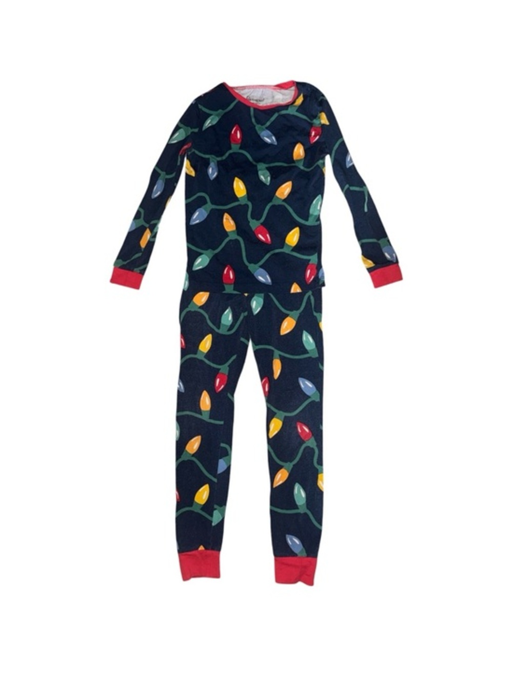 Pajamagram Cozy Kids Navy Pajama Set with Colorful Holiday Lights Christmas